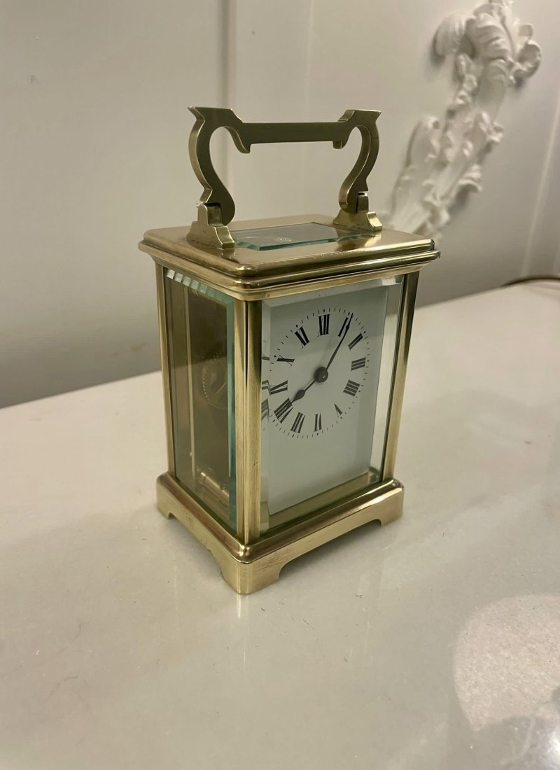 Antique Victorian Quality Brass Carriage Clock - Image 5